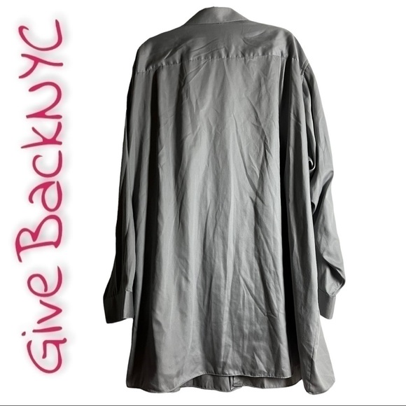 Geoffrey Beene Gray Button Down Shirt 22 37/38 - Picture 2 of 6